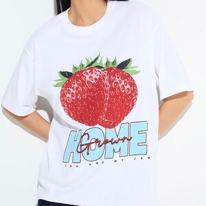 🍓 JJXX Strawberry Home Grown Oversized Tee 100% Cotton
